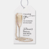 Elegante Parels en Prosecco Bruidscadeaufeest Cadeaulabel (Voorkant)