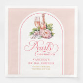 Elegante Parels en Prosecco Bruidsdiner Servetten (Voorkant)