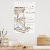 Elegante Parels en Prosecco Bruidsfeest Affiche Poster (Keuken)