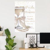 Elegante Parels en Prosecco Bruidsfeest Affiche Poster (Thuiskantoor)