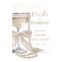 Elegante Parels en Prosecco Bruidsfeest Affiche