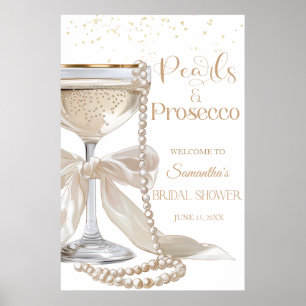 Elegante Parels en Prosecco Bruidsfeest Affiche Poster