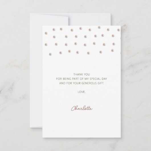 Elegante Parels en Prosecco Bruidsfeest Bedankkaart (Achterkant)