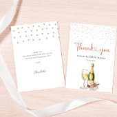 Elegante Parels en Prosecco Bruidsfeest Bedankkaart