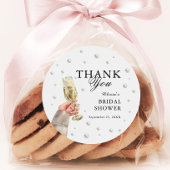 Elegante Parels en Prosecco Bruidsfeest Brunch Ronde Sticker