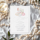 Elegante Parels en Prosecco Bruidsfeest Folie Uitnodiging
