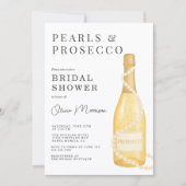 Elegante Parels en Prosecco Bruidsfeest Kaart (Voorkant)