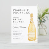 Elegante Parels en Prosecco Bruidsfeest Kaart (Staand voorkant)