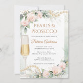 Elegante Parels en Prosecco Bruidsfeest Kaart (Voorkant)
