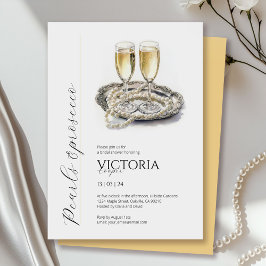 Elegante Parels en Prosecco Bruidsfeest Kaart