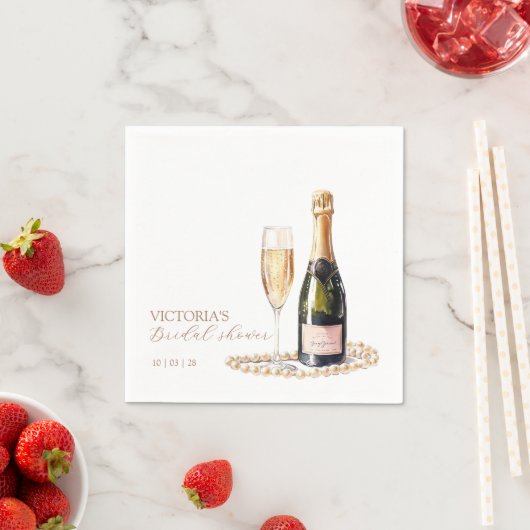 Elegante Parels en Prosecco Bruidsfeest Servet (Insitu)