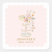 Elegante Parels en Prosecco Bruidsfeest Sticker (Voorkant)