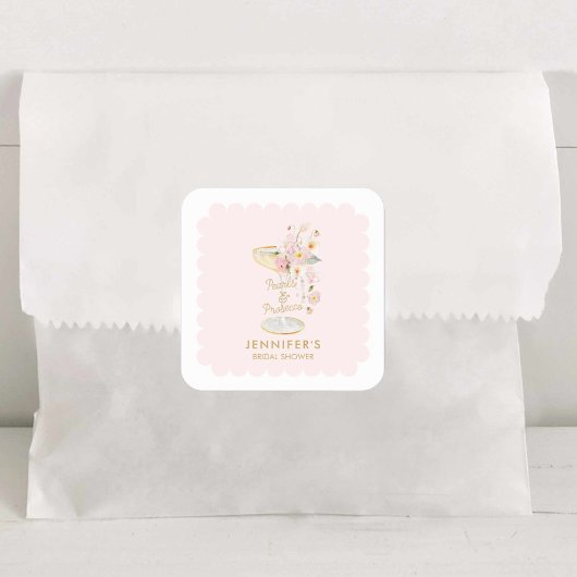 Elegante Parels en Prosecco Bruidsfeest Sticker