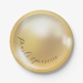 Elegante parels en prosecco bruiloftsborrel  papieren bordje (Voorkant)