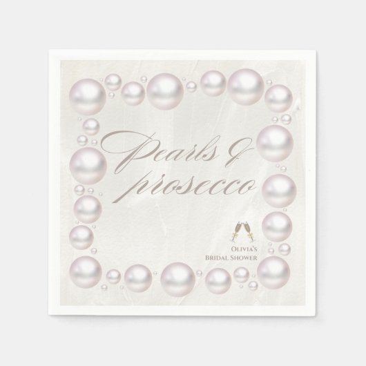 Elegante parels en prosecco bruiloftsfeest  servet (Voorkant)