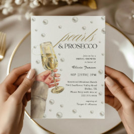 Elegante parels en Prosecco Brunch Vrijgezellenfee Kaart