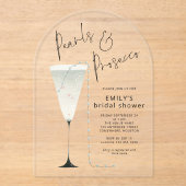 Elegante parels en Prosecco fluit Vrijgezellenfees Acryl Uitnodigingen (Voorkant)