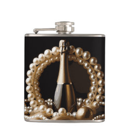 Elegante parels en Prosecco goud en zwart Heupfles