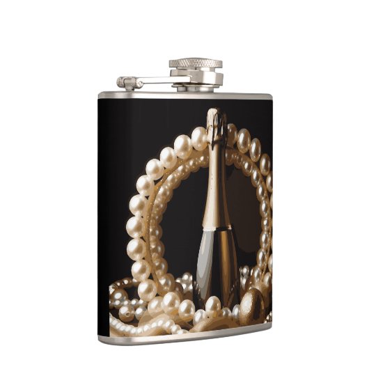 Elegante parels en Prosecco goud en zwart Heupfles (Rechts)