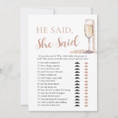 Elegante parels en prosecco Hij zei, ze zei spel Kaart (Voorkant)
