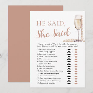 Elegante parels en prosecco Hij zei, ze zei spel Kaart
