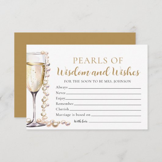 Elegante parels en Prosecco Parels van Wijsheid Ka Kaart (Voorkant / Achterkant)