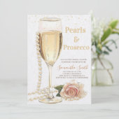 Elegante Parels en Prosecco party Vrijgezellenfees Kaart (Staand voorkant)