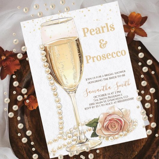 Elegante Parels en Prosecco party Vrijgezellenfees Kaart
