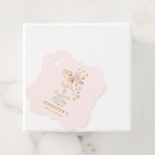Elegante parels en prosecco roze bedankjes labels (In situ)
