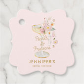 Elegante parels en prosecco roze bedankjes labels (Voorkant)