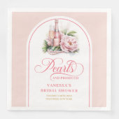 Elegante parels en prosecco servetten met naam bed (Voorkant)