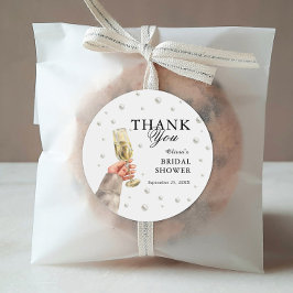 Elegante parels en Prosecco Vrijgezellenfeest Brun Ronde Sticker