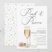 Elegante Parels en Prosecco Vrijgezellenfeest Invi Kaart (Voorkant / Achterkant)