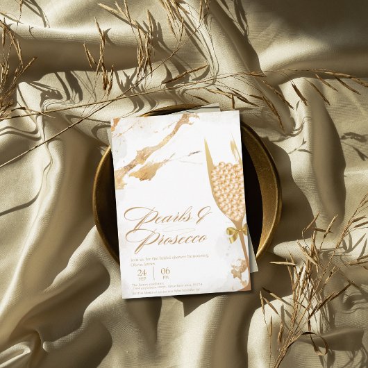 Elegante parels en prosecco vrijgezellenfeest kaart