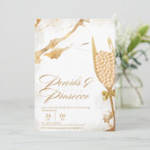 Elegante parels en prosecco vrijgezellenfeest kaart (Staand voorkant)