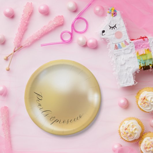 Elegante parels en prosecco vrijgezellenfeest papieren bordje (Feest)