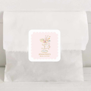 Elegante parels en Prosecco Vrijgezellenfeest Stic Vierkante Sticker
