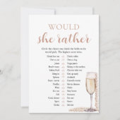 Elegante Parels en Prosecco Would She Rather Spel Kaart (Voorkant)