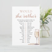 Elegante Parels en Prosecco Would She Rather Spel Kaart (Staand voorkant)