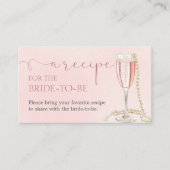Elegante parels en roze Prosecco Recept Verzoek Informatiekaartje (Voorkant)