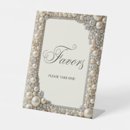 Elegante Parels Favor Teken Reclamebord Met Voetstuk