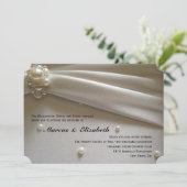 Elegante Parels Ivoor Cream Wedding Invitation Kaart (Staand voorkant)