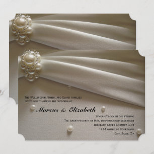 Elegante Parels Ivoor Cream Wedding Invitation Kaart