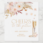 Elegante parels met bloemig Vrijgezellenfeest Wijn Etiket (Enkel label)