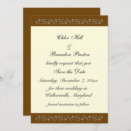 Elegante parels op ivoor Sla datum op Save The Date (Voorkant / Achterkant)