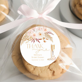 Elegante parels & Prosecco Bloemen Bruidsgunst Ronde Sticker