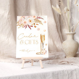 Elegante Parels & Prosecco Bloemen Kaarten en Gesc Poster