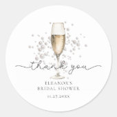 Elegante Parels & Prosecco Bruidsdiner Ronde Sticker (Voorkant)