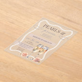 Elegante Parels & Prosecco Bruidsdouche Acryl Uitnodigingen (Laagn)