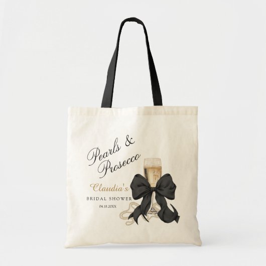 Elegante Parels & Prosecco Bruidsfeest Cadeau Tote Bag (Voorkant)